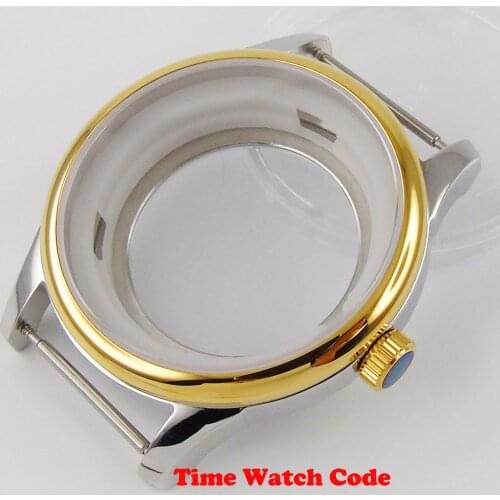 40mm Golden plated Automatic Mens Watch Case Stainless Steel fit ETA 2824& 2836 Miyota8215 & 8205 Mingzhu 2813