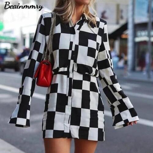 Модные платья в клетку Beainmmry China At AliExpress