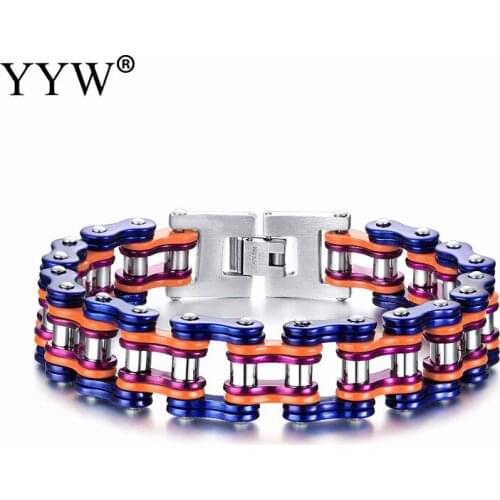Punk Men Stainless Steel Jewelry Bracelet Engine Bike Chain Male Bangle Bicycle Link Pulseras Fashion Boys Birthday Gifts