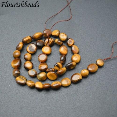 8~10mm Natural Tiger Eye Smooth Stone Oval Shape Nugget Loose Beads Jewelry Making Supplies 1 Strand