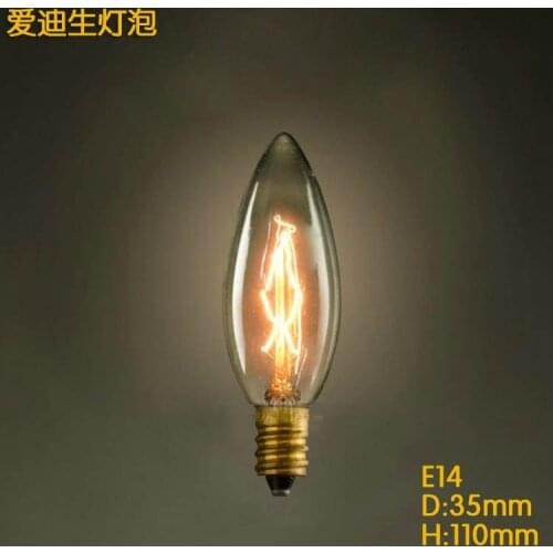 C35 E14 Base 40w Vintage Bulb Dimmable Antique incandescent Filament Tungsten Spiral Candle Incandescent Bulbs Edison bombilla