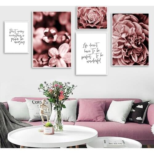 Flower Plant Print Scandinavian Decoration Inspirational Quotes Canvas Poster Nordic Art Painting Wall Painting Living Room
