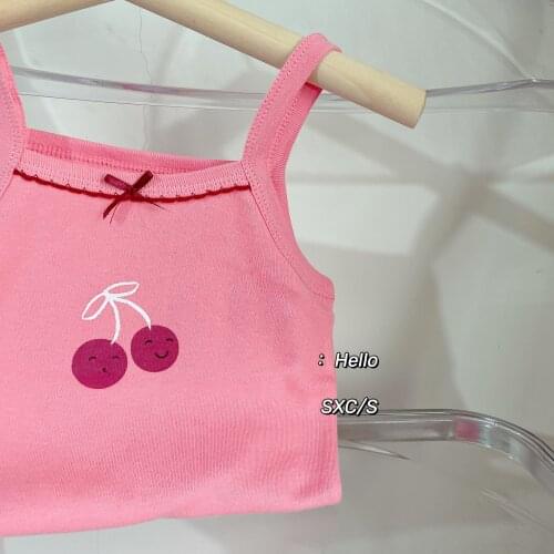 2021 Summer New Kids Vest Tops 3-10 Years Baby Girls Cute Print Cotton Sleeveless Vest Shirts Fashion Sling Vest Tops for Girls