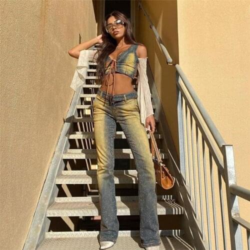 Summer High Waist Y2k Jeans Women Korean Fashion Vintage Loose Casual Straight Denim Trousers Streetwear 2021 Hot Yellow Jeans
