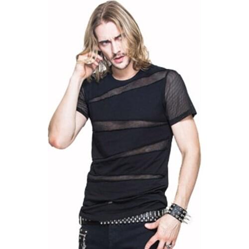 Steampunk Summer Short Sleeve T-shirts Men Round Collar Cool Transparent Tshirt Tops New Style Fitted Casual T shirt TT060
