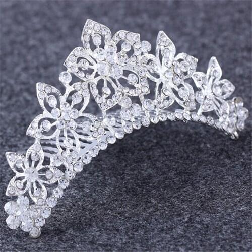 Hair Comb Rhinestone Crystal Flowers Wedding Crown Hair Accessories High Quality Tiaras And Crowns Bride Hair Jewelry Girls Gift
