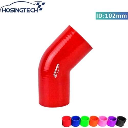 HOSINGTECH-quality warranty 102mm 4" red flexible 45degree silicone elbow turbo hose for automotive
