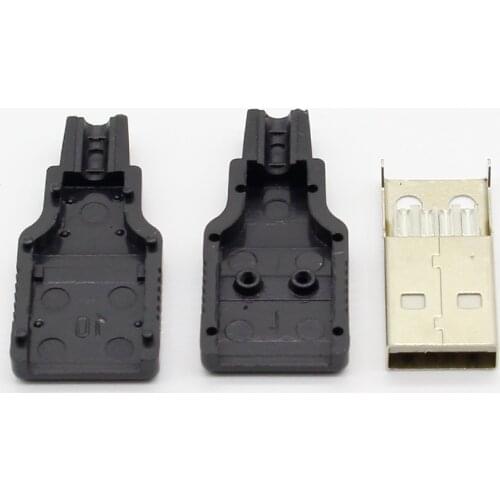 IMC hot New 10pcs Type A Male USB 4 Pin Plug Socket Connector With Black Plastic Cover