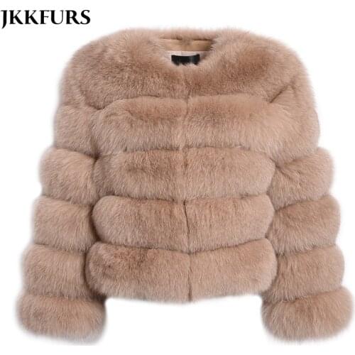 JKKFURS Winter Coat Women Real Fox Fur Outerwear Fashion Natural Fur Jackets Female Thick Warm Luxury Fur S7660
