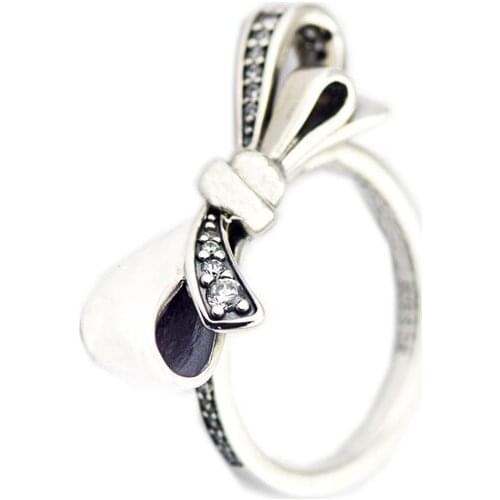 Ring Brilliant Bow Silver Rings For Women Men with Clear CZ Anel Feminino 100% 925 Jewelry Sterling Silver Anillos Wedding