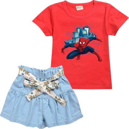 Spider Man Kids Clothes Set Children Summer Cartoon Suit Disney Clothing Set Cartoon