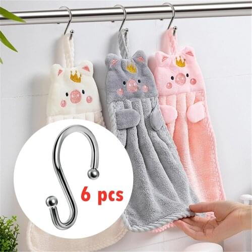 6 Pcs High Quality S Hooks Shower Curtain Hooks crochet ganchos para colgar крючки Antirust Kitchen Utensils Clothing Towels
