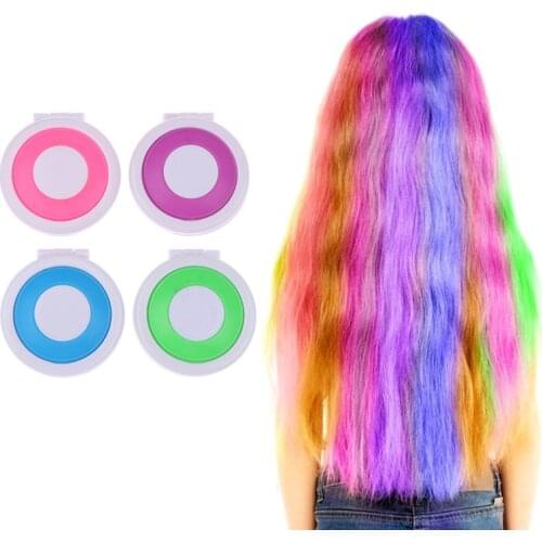 4 Color Professional Fast Temporary Hair Dye Powder Cake Styling Hair Chalk Set Soft Pastels Salon Hair Color Tools Kit
