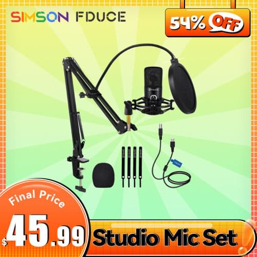 FDUCE Professional 192Khz/24bit Studio Mic with Arm Stand Advanced Chipset PC Microphone for Singing Gaming Podcast