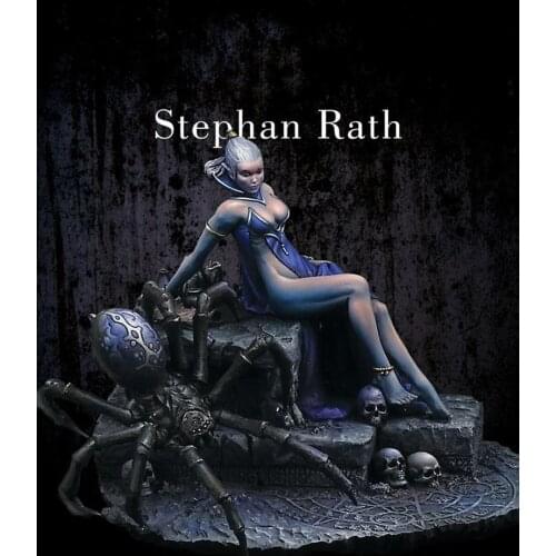 Unassambled 1/18 90mm Dark Elf Priestess 90MM WITH BIG BASE Historical Resin kit miniature model Unpainted