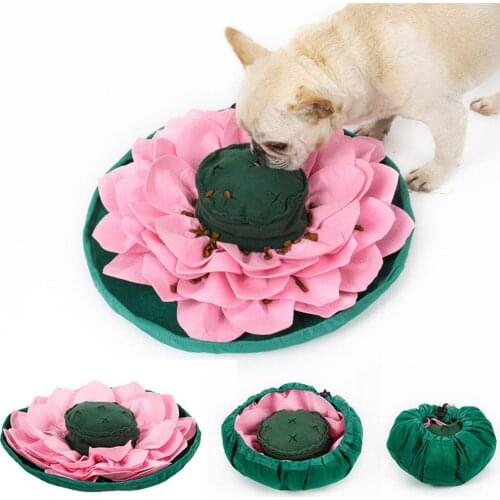 Lotus Shape Pet Sniffing Mat Non-slip And Portable Dog Treat Interactive Puzzle Toy Can Be Folded Into A Bowl Shape