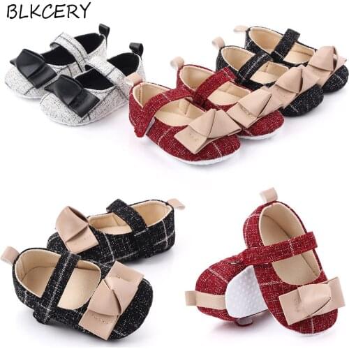 New Fashion Brand Newborn Baby Shoes for Girl Toddler Crib Shoes with Bows Infant Slippers Soft Sole Princess Flats 1 Year Old