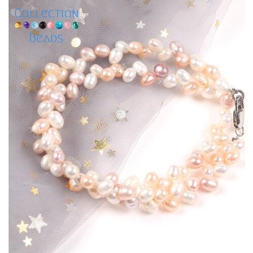 Natural Freshwater Rice Pearl Beads Chokers Necklace Jewelry for Women 2021 Gift New Fashion 5-6mm 42cm