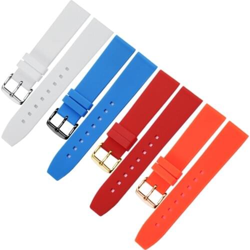 Quick release 16mm 18mm 20mm 22mm 24mm Silicone rubber strap black white red orange with pin buckle for female and male bracelet