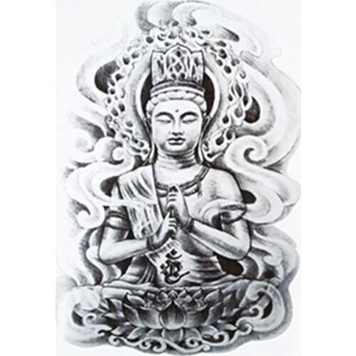 Sex Arm Tatoo 3d Men Buddha Tattoos Designs Waterproof Temporary Tattoo Large Body Art Stickers Lotus Flash Tattoo Sleeve