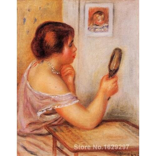 Modern art gallery Gabrielle Holding a Mirror with a Portrait of Coco Pierre Auguste Renoir painting High quality Hand-painted