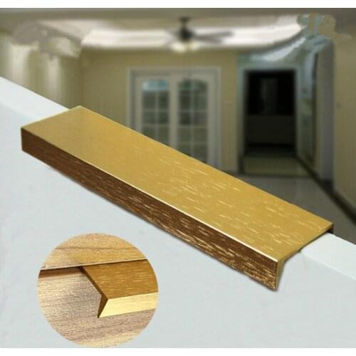 Modern simple stealth cabinet drawer handle hidden aluminum alloy stain golden edge handle 96mm 128mm 160mm brushed golden pulls