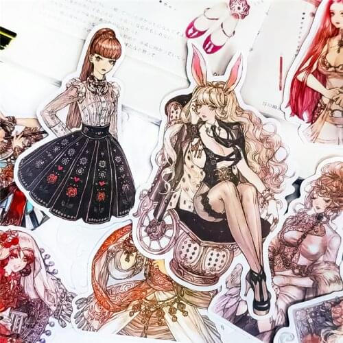 12pcs Cute Kawaii Gorgeous girl Stickers Decal For Phone Car Case Waterproof Laptop Album diary Backpack Kids Toy Stickers