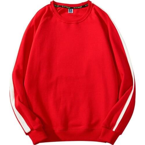 Autumn Men Sweatshirts Cotton Long-Sleeved Tide Class Uniform Japanese Fresh Simple Clothes Loose Round Neck Solid Colors Tops
