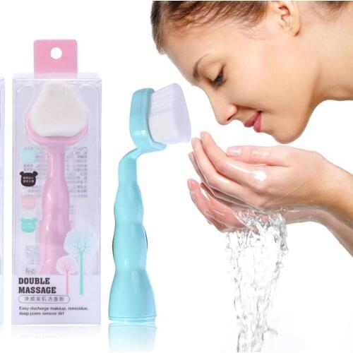 Universal Long Handle Single-sided Facial Cleansing Brush Long Handle Groove Soft Mild Hand Wash Clean Face Brush Deep Cleansing