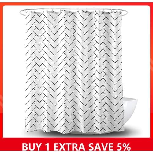 High Quality Geometry Waterproof Shower Curtains Easy Clean Moldproof Bathroom Shower Curtain Modern Bathroom Shower Curtain