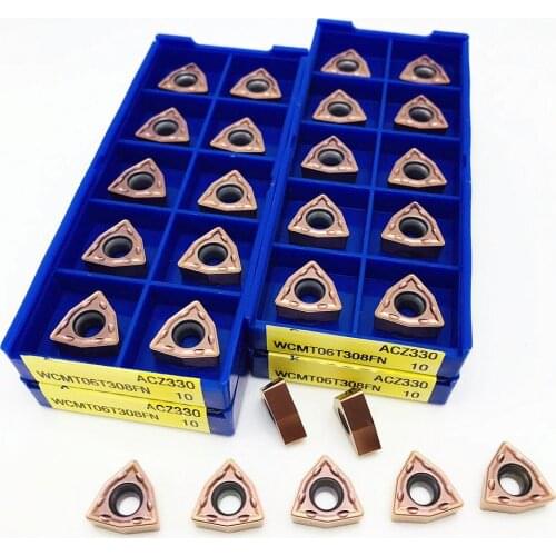 10PCS U drill insert WCMT06T308 FN ACZ330 turning CNC lathe parts tool WCMT06 insert for U drill lathe insert WCMT
