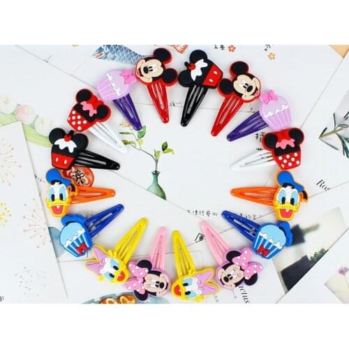 Disney Mickey Minnie Hairpin Girl Hair Tie Children Do Not Hurt Hair Bangs Clip Cartoon Cute Style Headdress Birthday Gift