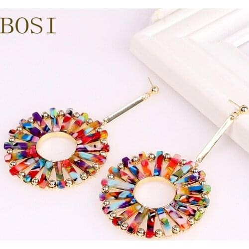 2019 Acrylic Earrings Fashion For Women Boho Geometric Big Resin Earings Trendy Statement Acetate Party Long Handmade Luxury New