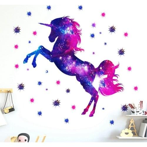 1pc Stars Unicorn Wall Stickers Children Baby Bedroom Nursery Wall Decal Stickers Home Decor For Kids Girls Rooms
