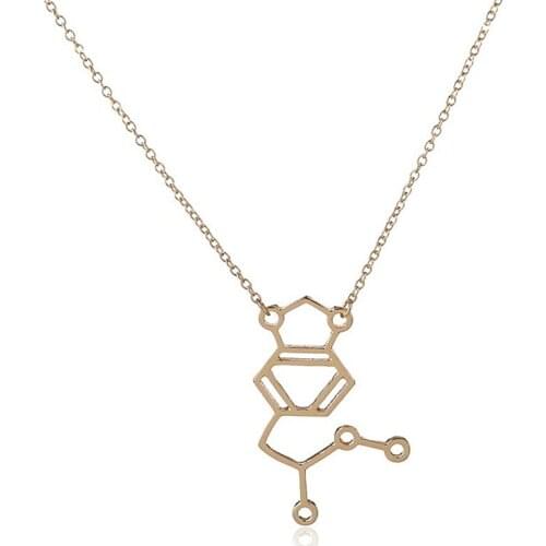 Everfast 1pc Gold Silver Color Danity Molecule Pendant Collar Necklaces Chemistry Science Anime Couple Love