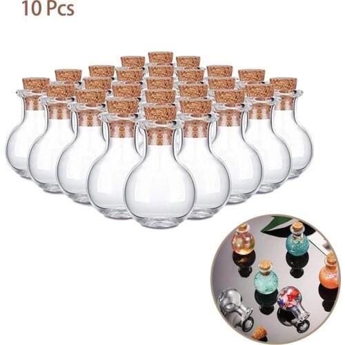 10Pcs Mini Glass Bottles Clear Drifting Bottles Small Wishing Bottles With Cork Stoppers For Wedding Birthday Party Diy Crafts