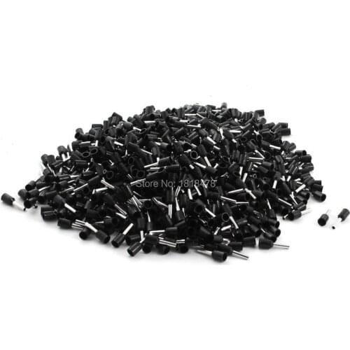 1000Pcs VE1508 16AWG Black Tube Type Insulated Cable Ends Connectors