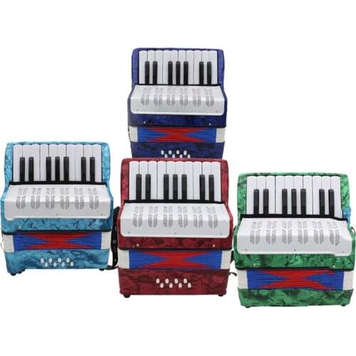 17 Key 8 Bass Accordion Instrument Small Accordion Educational Musical Instruments for Children Navy Blue/Green/Red/Sky Blue