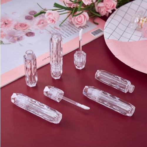3ML Diamond Shape Empty Plastic Lip Gloss Packaging Tubes with Wand Makeup Balm Containers Reusable Bottle Clear Top SN3364