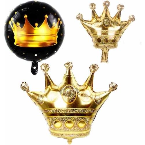 50pcs 18 Inch/Large/Mini Gold Crown Foil black Balloon Birthday Helium balloons Decoration party gender reveal globos grandes