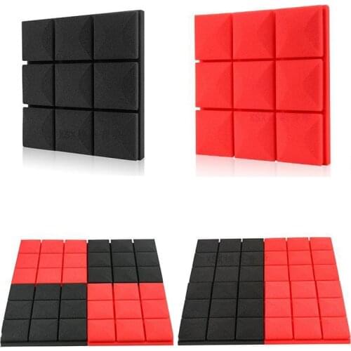 6/12/24Pcs Studio Acoustic Foam Pannel Sound Absorption Sponge Drum KTV Room Silence Treatment Polyurethane Wall Soundproof Foam