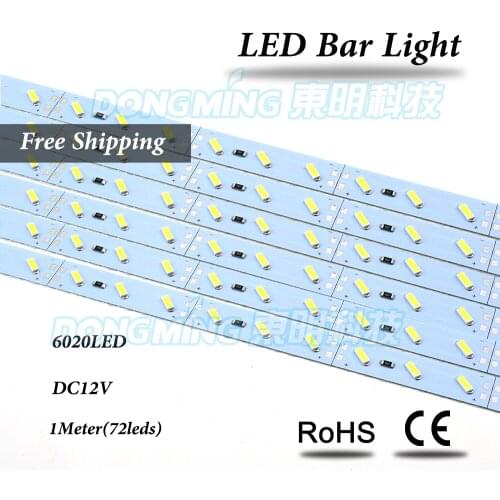 72Leds SMD 6020 LED bar light 1M IP22 12V cold/warm white led luces strip aluminum profile for kitchen under cabinet lighting
