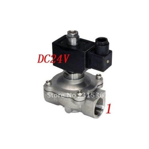 Free Shipping 5PCS 1" 25mm Stainless Steel Solenoid Valve Water Normally Open 2 Way VITON Oil Acid DC24V