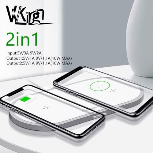 VVKing QI Wireless Charger 10W 2 in 1 Fast Charging For iPhone Xs Max X Samsung S10 S9 S8 Xiaomi Mi 9 Dual Wireless Charger Pad