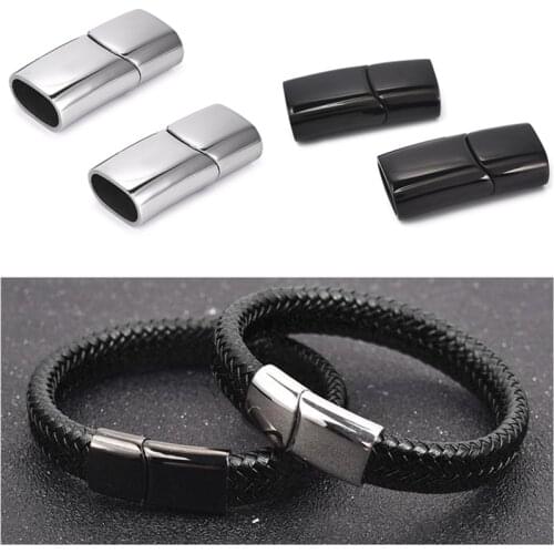 Punk Glossy Magnetic Clasps Stainless Steel Magnet Buckle hole 12x6mm for DIY Leather Bracelet Jewelry Making Findings Accessory