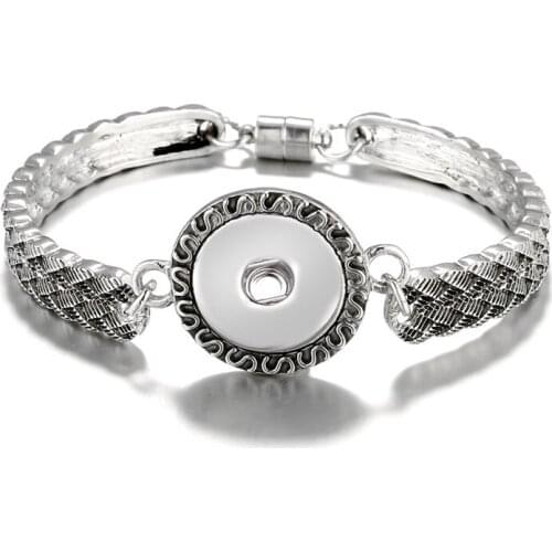 New Fashion SG0130 Beauty Fashion pattern simple snap Bracelets bangle fit 18MM charm snap buttons jewelry Magnet buckle