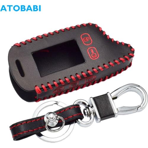 TW9010 Leather Car Key Case For Tomahawk TW9020 TW4000 TW701 TW9030 Two Way Car Alarm System LCD Remote Control Fob Skin Cover