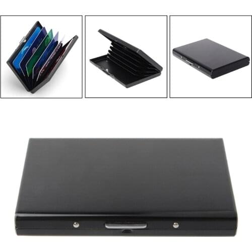 Black Stainless Steel Keeper Business Name Credit ID Card Pocket Case Box Holder
