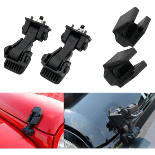 Black Engine Lock Hood Bracket Latches Buckle Holder For Jeep Wrangler TJ 1997-2006 Car Hood Catches Accessories