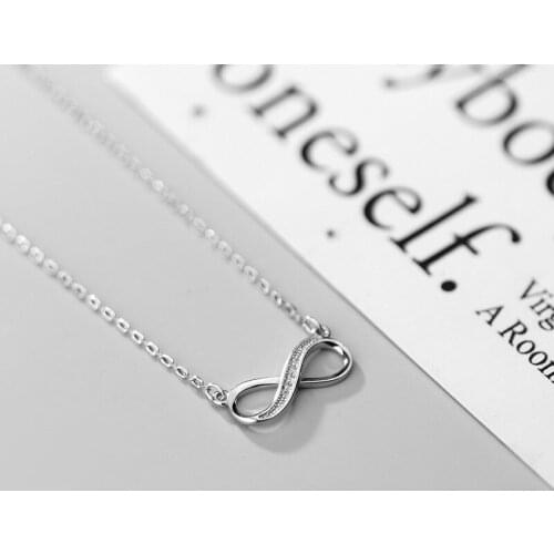 Colusiwei Authentic 925 Sterling Silver Infinite Love Chain Pendant Necklace for Women Shiny Clear CZ Wedding Engagement Jewelry